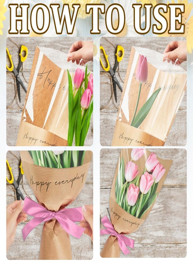 Threetols 20pcs Flower Bags for Bouquets, Kraft Flower Wrapping Bags Paper Floral Packing Sleeves Bouquet Bag for Birthday Wedding Thanksgiving Valentine's Day Teacher Friend Gift Florist Wrap Supply(white) - Image 4